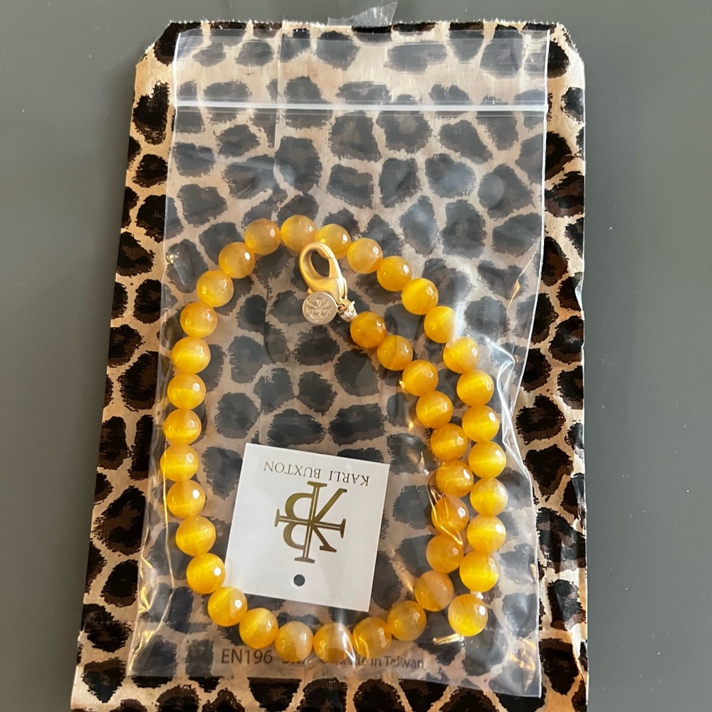 KARLI BUXTON $88 Stone Strand Bead Necklace Mustard Agate NWT - Picture 2 of 7